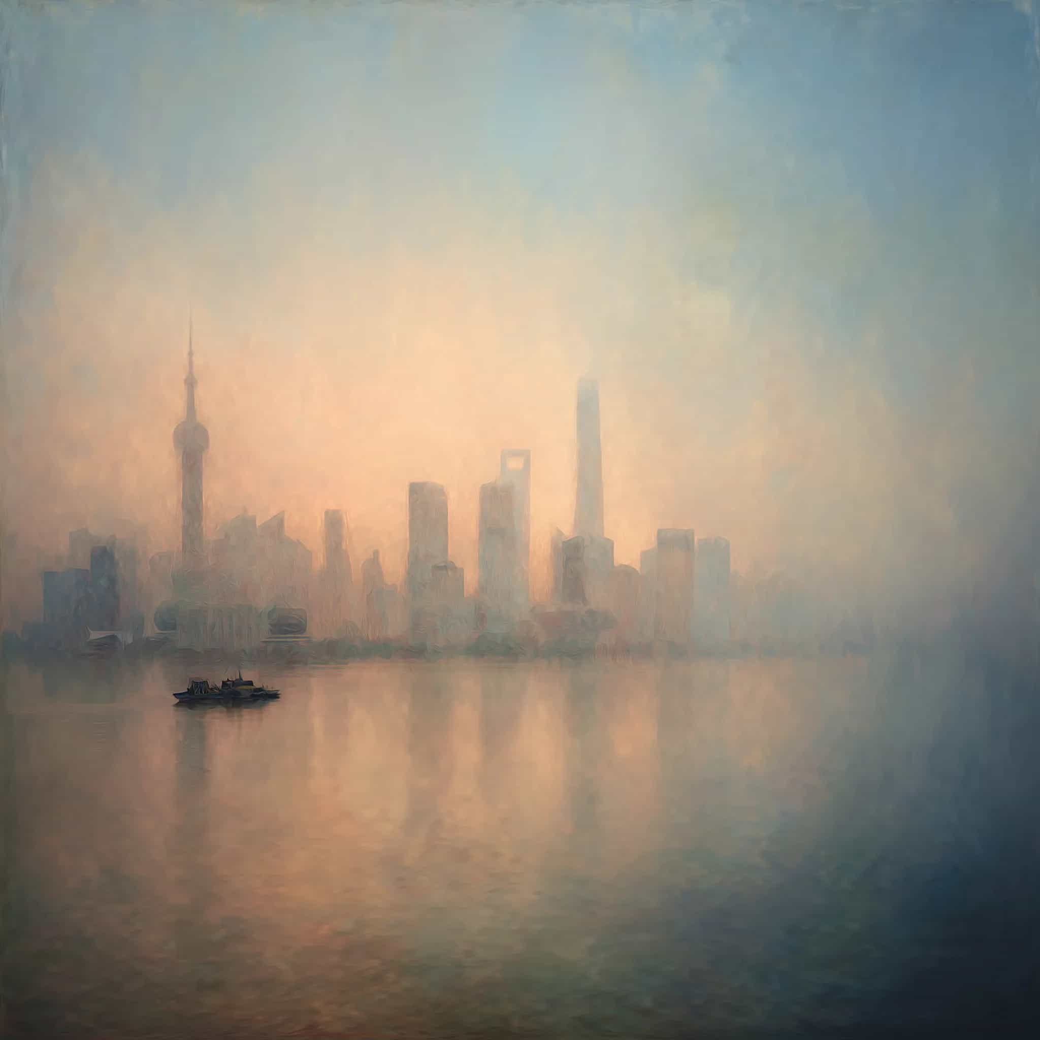 Shanghai skyline at dusk